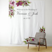 エレガントなマジェンタの白い花 緑の植物学 タペストリー (インサイチュ)