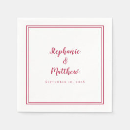 エレガントなマジェンタ シンプル モダン ミニマリスト ウェディング スタンダードカクテルナプキン