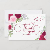 エレガントなマジェンタ&ピンクのボヘミアローズ ブライダルシャワー サンキューカード (正面)