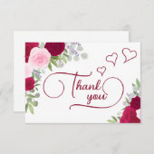 エレガントなマジェンタ&ピンクのボヘミアローズ ブライダルシャワー サンキューカード (正面/裏面)