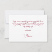 エレガントなマジェンタ & ピンク ボヘミア ローズ ブライダル シャワー サンキューカード (裏面)