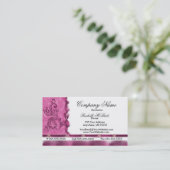 エレガントなマゼンタのピンクの刺繍の名刺 名刺 (スタンド正面)