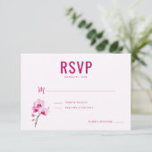 エレガントなマゼンタの蘭のRSVP 出欠カード (スタンド正面)