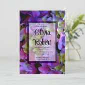 エレガントなマゼンタパープルのアジサイの花のウェディング 招待状 (スタンド正面)