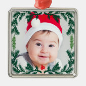 エレガントなマツリースによって組み立てられる写真のオーナメントの記念品 メタルオーナメント (正面)