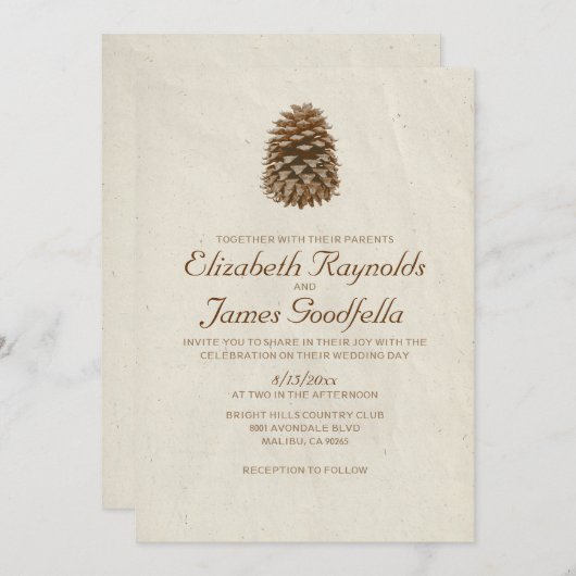 エレガントなマツ円錐形の結婚式招待状 招待状 (正面/裏面)