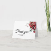 エレガントなマルサラレッドのローズが彩るラスティックウェディング サンキューカード (正面)