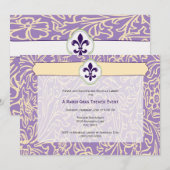 エレガントなマルディ・グラス フルール・ド・リス イベント 招待状 (正面/裏面)