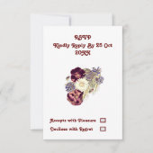 エレガントなマルバーの花の農村風ウェディング出欠確認カード (正面)