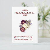 エレガントなマルバーの花の農村風ウェディング出欠確認カード (スタンド正面)