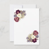 エレガントなマルバーの花の農村風ウェディング出欠確認カード (裏面)