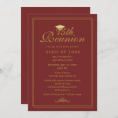 エレガントなマルーンゴールドの15周年クラス会 招待状 (正面/裏面)