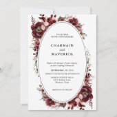 エレガントなマロン ワインレッドのウェディング 招待状 (正面)