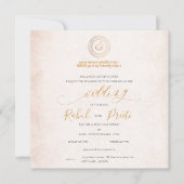 エレガントなマンダラと共に描かれた、神様ガネーシュを称えたインドの美しい結婚式 (正面)