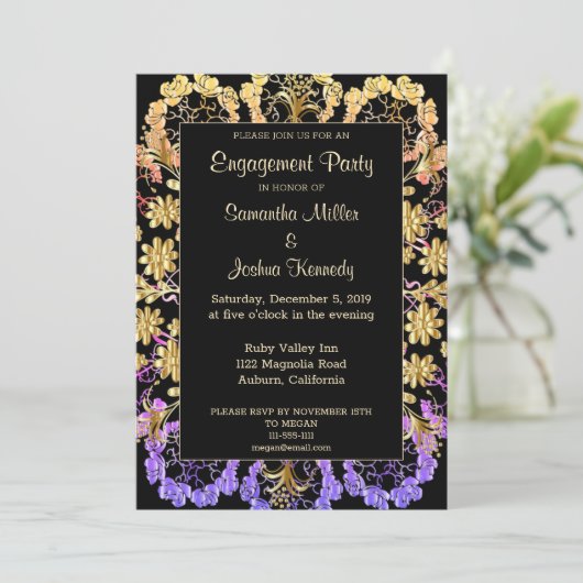 エレガントなマンダラエンゲージメントパーティー招待状 招待状 (スタンド正面)