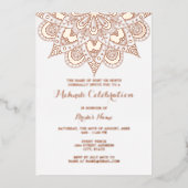 エレガントなマンダラメヘンディ リアル ローズゴールド 箔招待状 (正面)