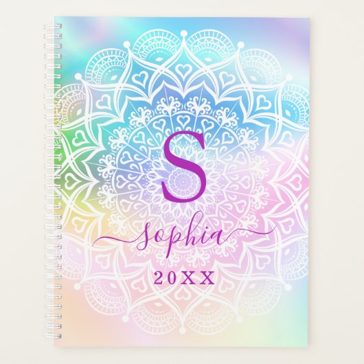 エレガントなマンダラ ホログラフィック カスタム プランナー手帳 (正面)