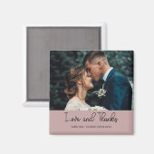 エレガントなマーブルの結婚式の愛と感謝の写真 マグネット (正面/裏面)