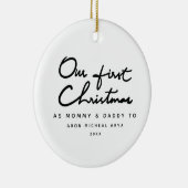 エレガントなミイラおよびお父さんとして私達の初めてのクリスマス セラミックオーナメント (右)