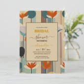 エレガントなミッドセンチュリーの花を飾ったブライズシャワーパーティー 招待状 (スタンド正面)