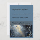 エレガントなミッドナイトブルーとゴールドのフォレストウェディング 招待状 (正面)