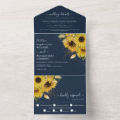 エレガントなミッドナイト サンキライズ ネイビー ウェディング オールインワン招待状 (内側)