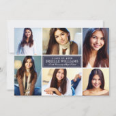 エレガントなミッドナイト フォト コラージュ 卒業パーティー 招待状 (正面)