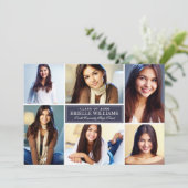 エレガントなミッドナイト フォト コラージュ 卒業パーティー 招待状 (スタンド正面)