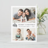 エレガントなミニマリストのクリスマスグリーティング 3 枚の写真 シーズンカード (スタンド正面)