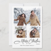 エレガントなミニマリストのクリスマスグリーティング 3 枚の写真 シーズンカード (正面)