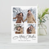 エレガントなミニマリストのクリスマスグリーティング 3 枚の写真 シーズンカード (スタンド正面)