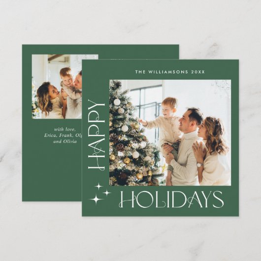 エレガントなミニマリストのクリスマスグリーティング 3 枚の写真 シーズンカード (正面/裏面)