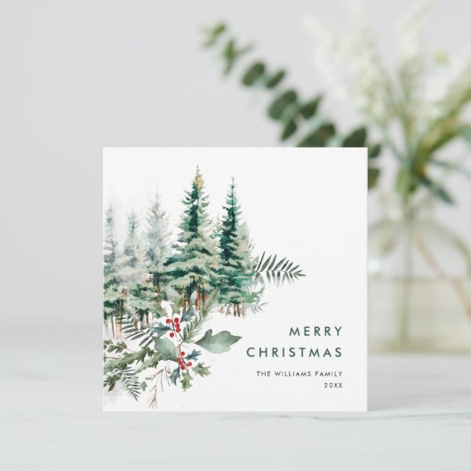 エレガントなミニマリストのクリスマスピン ツリーのグリーティング シーズンカード (スタンド正面)
