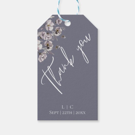 エレガントなミニマリストのダスティグレーの水彩画　サンキュー ギフトタグ (正面)