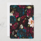 エレガントなミニマリストのブラックとフラワーのウェディング セーブザデート (裏面)