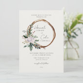 エレガントなミニマリストの冬のリース　白と緑 招待状 (スタンド正面)