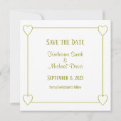 エレガントなミニマリストの白と金の結婚式の写真 案内状 (裏面)