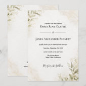 エレガントなミニマリストの結婚式招待状 招待状 (正面/裏面)