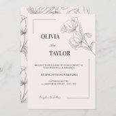 エレガントなミニマリストの花をモチーフにした結婚式の招待状 招待状 (正面/裏面)