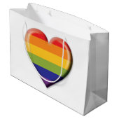 エレガントなミニマリストの虹ハートデザイン ラージペーパーバッグ (裏面アングル)