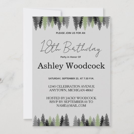 エレガントなミニマリストの誕生日招待状 招待状 (正面)