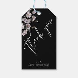 エレガントなミニマリストの黒、水彩　ありがとう ギフトタグ