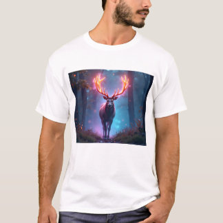 エレガントなミニマリストラインアートの鹿 Tシャツ