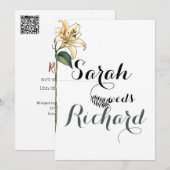 エレガントなミニマリストリリーの結婚式招待状 招待状 (正面/裏面)