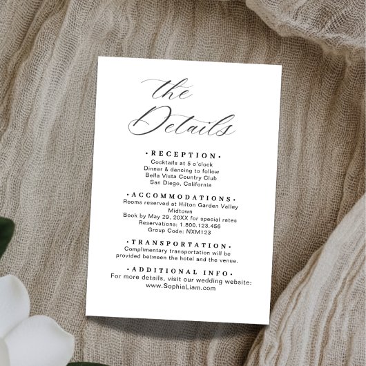 エレガントなミニマリスト結婚式詳細カードテンプレート エンクロージャーカード