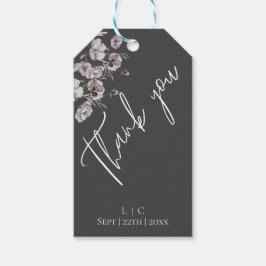 エレガントなミニマリスト、ダークグレーの水彩画　ありがとう ギフトタグ