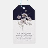 エレガントなミニマリスト ダークネイビー、水彩画の感謝 ギフトタグ (裏面)