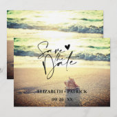 エレガントなミニマリスト、トロピカルビーチ セーブザデート (正面/裏面)