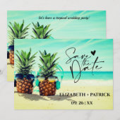 エレガントなミニマリスト、トロピカルビーチ セーブザデート (正面/裏面)