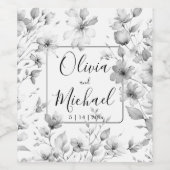 エレガントなミニマリスト 水彩のワイルドフラワーズ ワインラベル (シングルラベル)